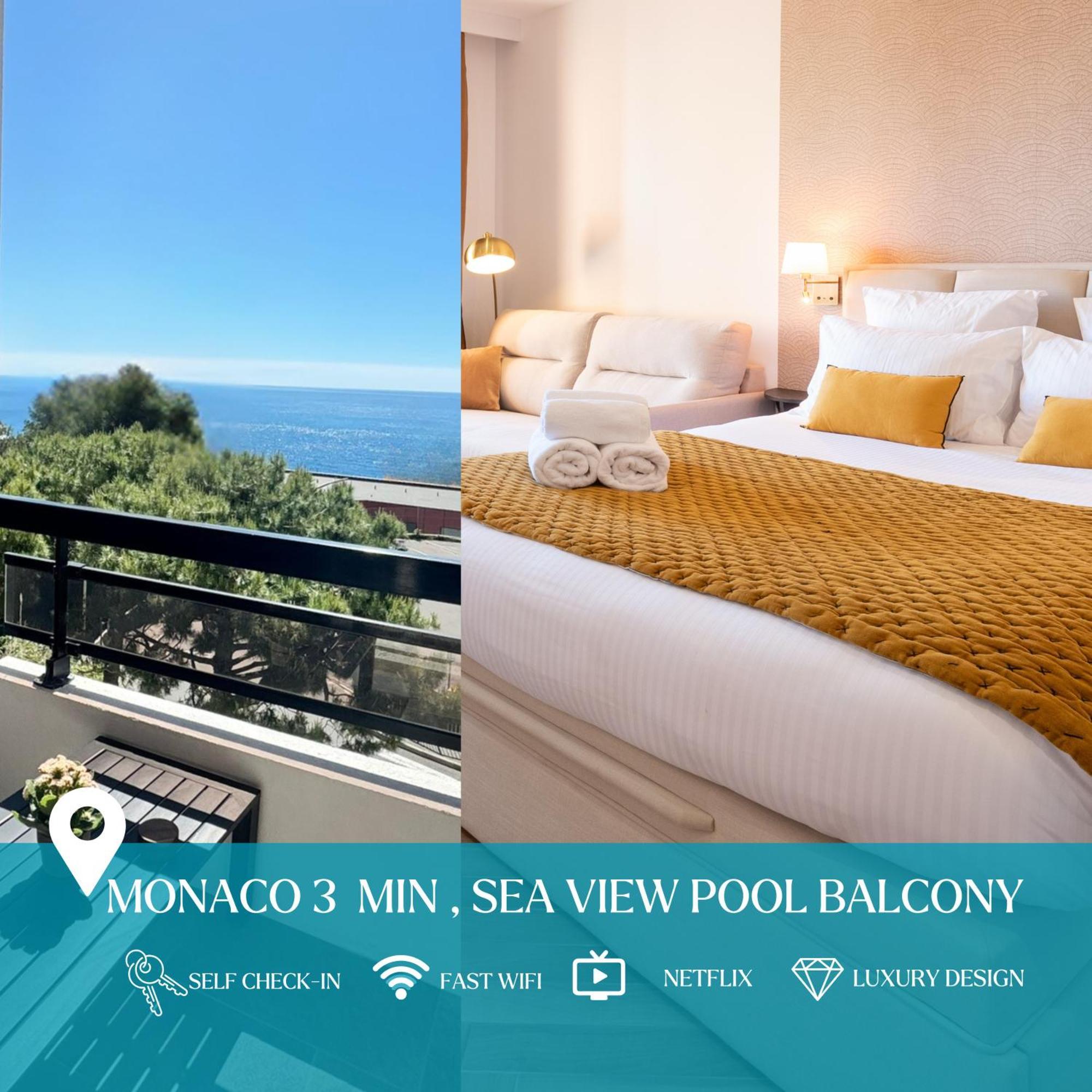 Monaco Border Luxury Suite - Sea View - Pool Beausoleil Kültér fotó
